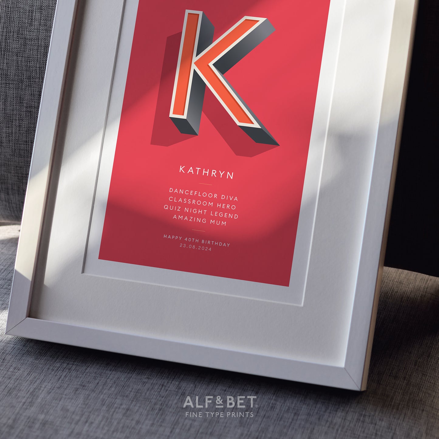 Red Personalised Teacher Print from Alf and Bet