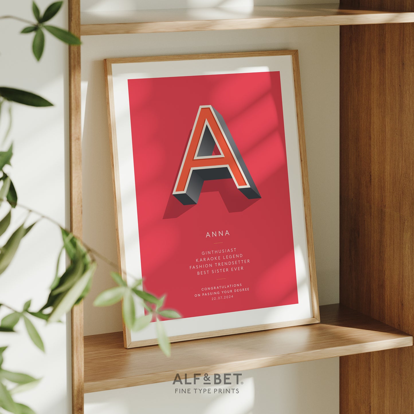 Red Personalised Teacher Print from Alf and Bet