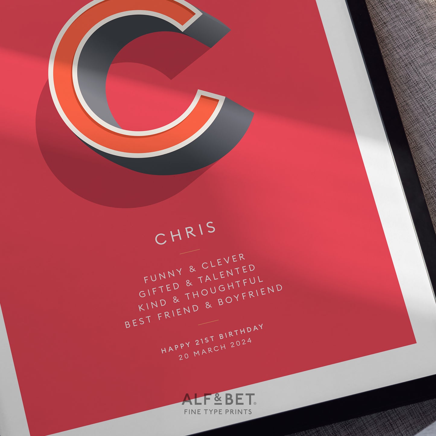 Red Personalised Teacher Print from Alf and Bet