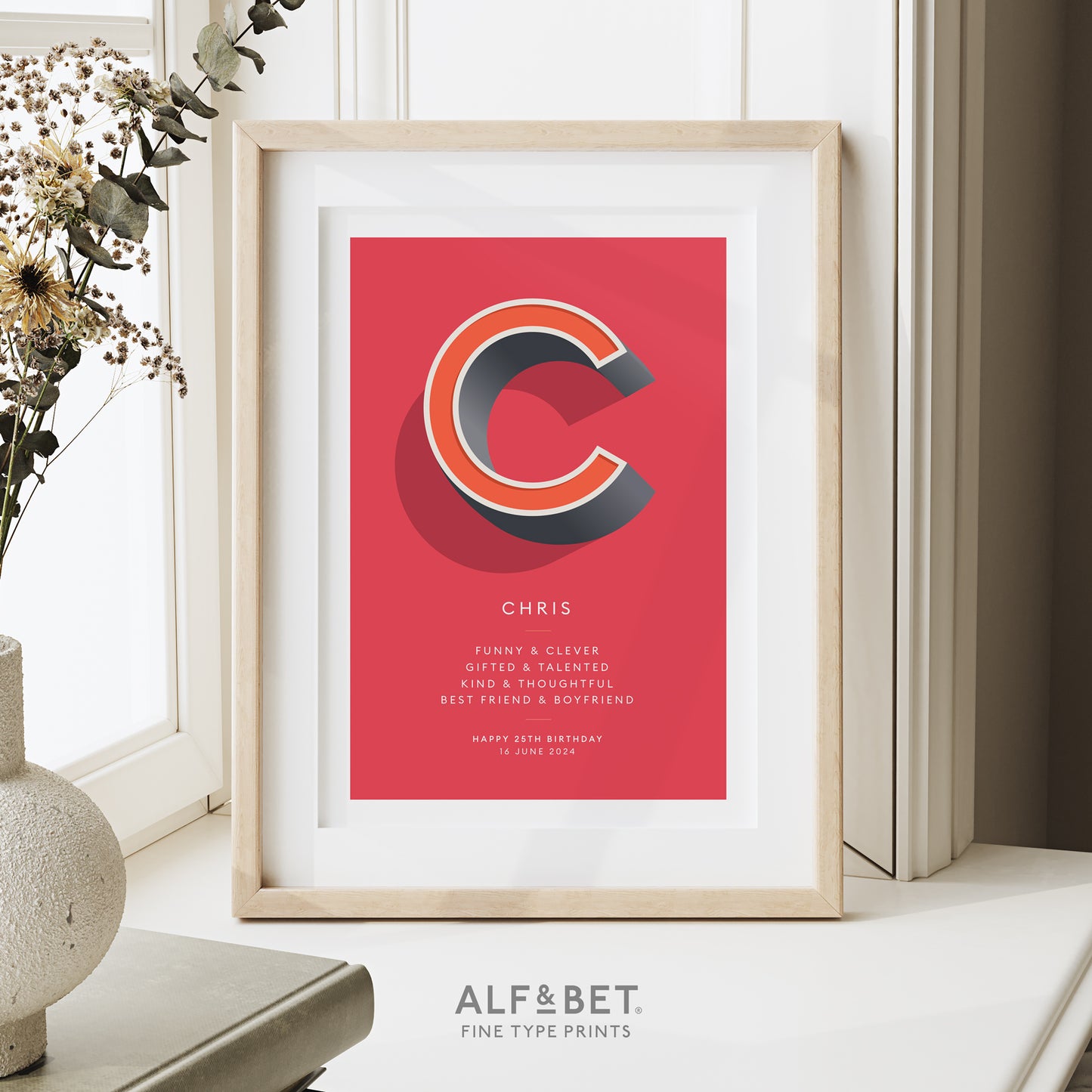 Red Personalised Teacher Print from Alf and Bet