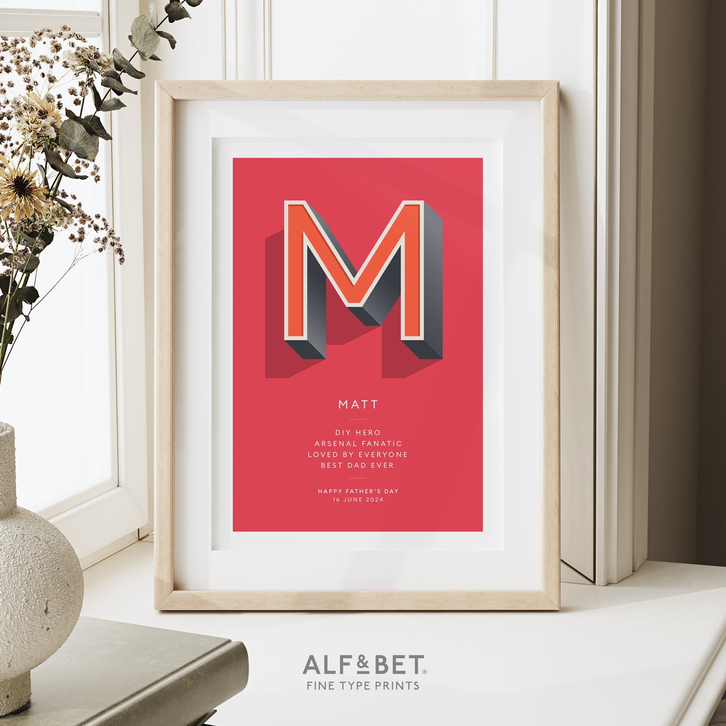 Red Personalised Teacher Print from Alf and Bet