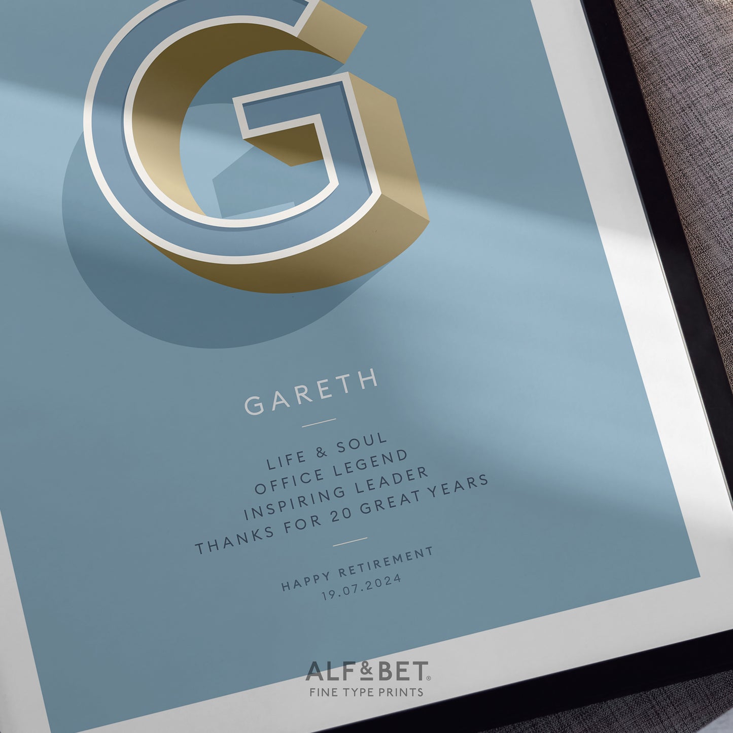 Sky Blue Personalised 40th Birthday Print from Alf and Bet