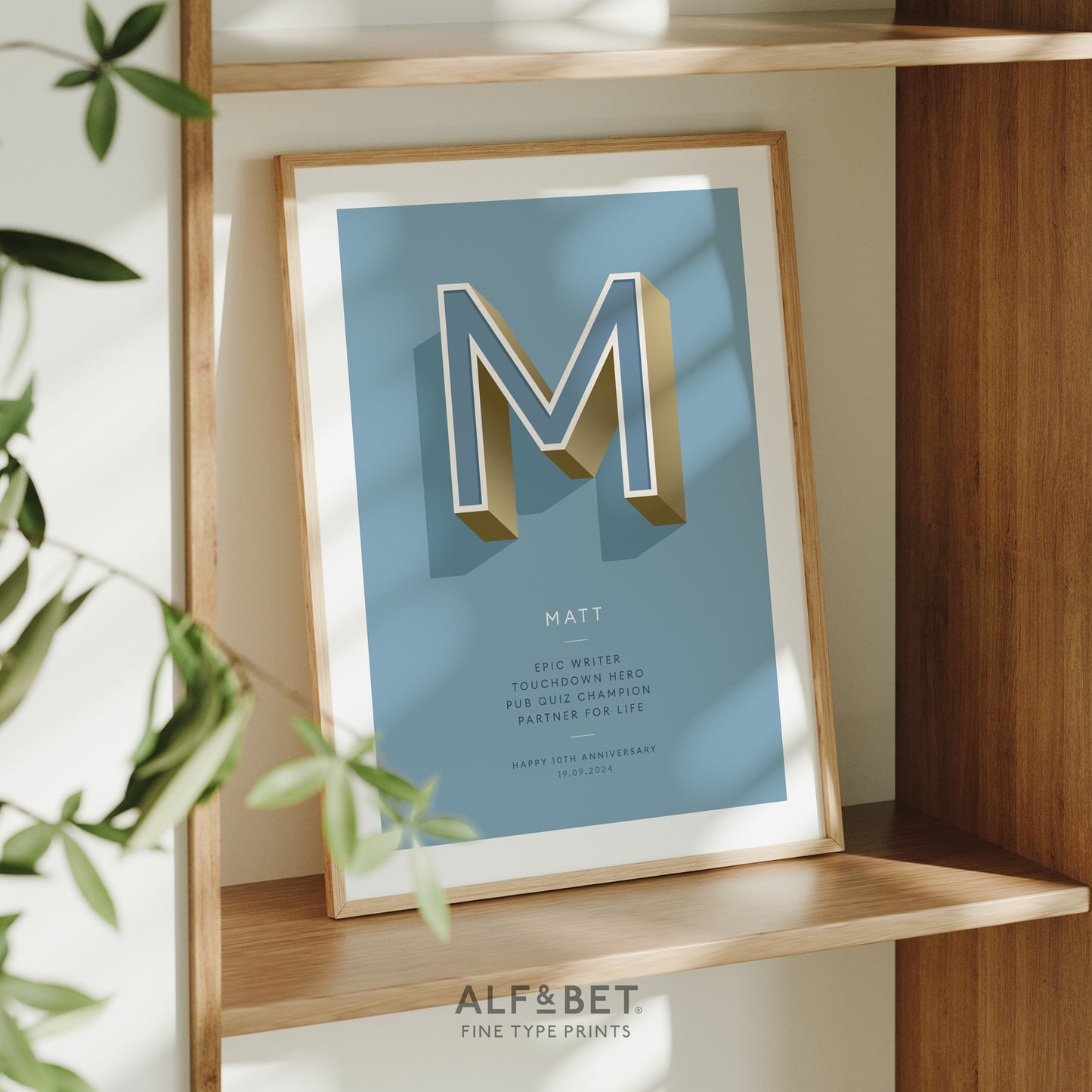 Sky Blue Personalised 40th Birthday Print from Alf and Bet