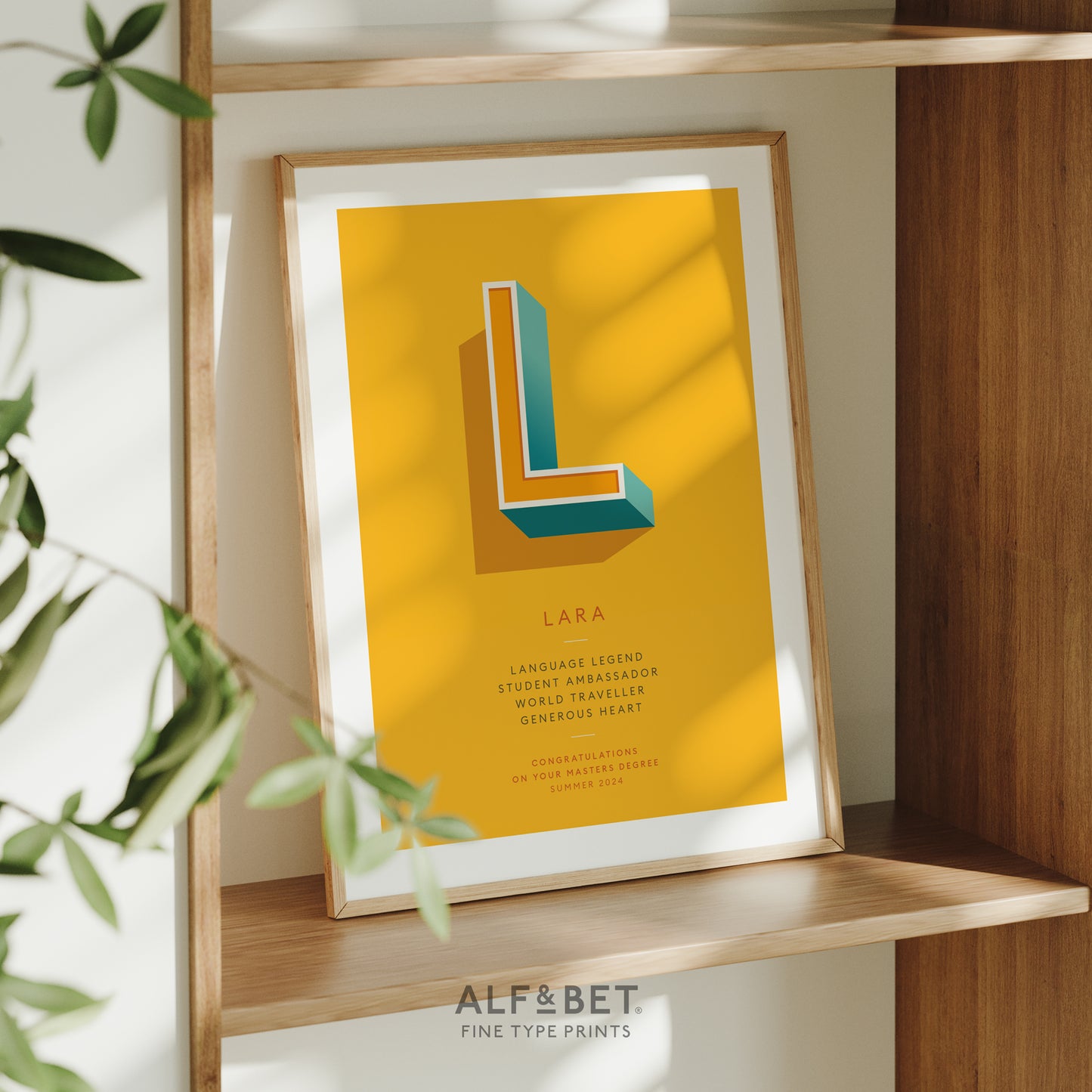 Yellow Personalised Leaving Print from Alf and Bet