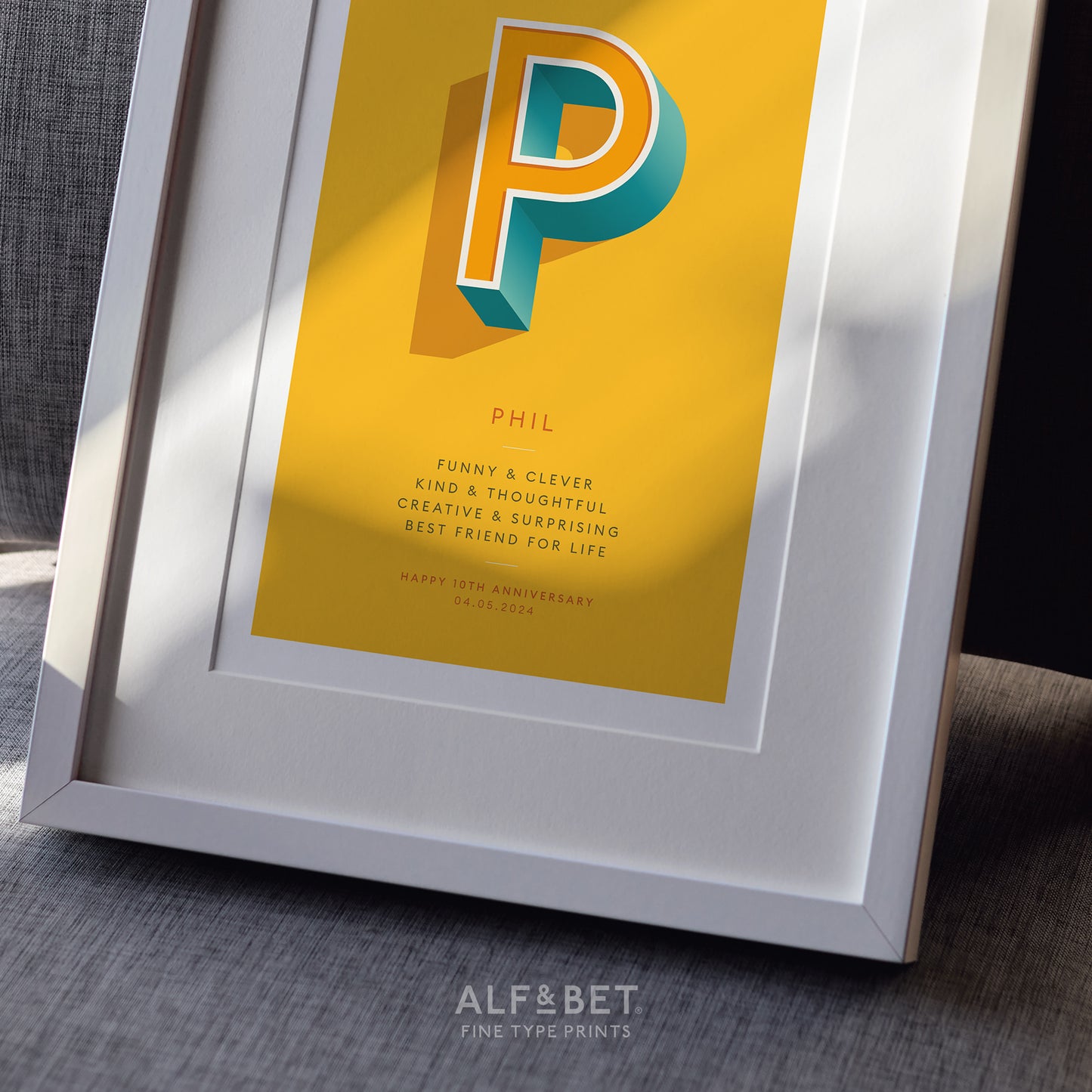 Yellow Personalised Leaving Print from Alf and Bet