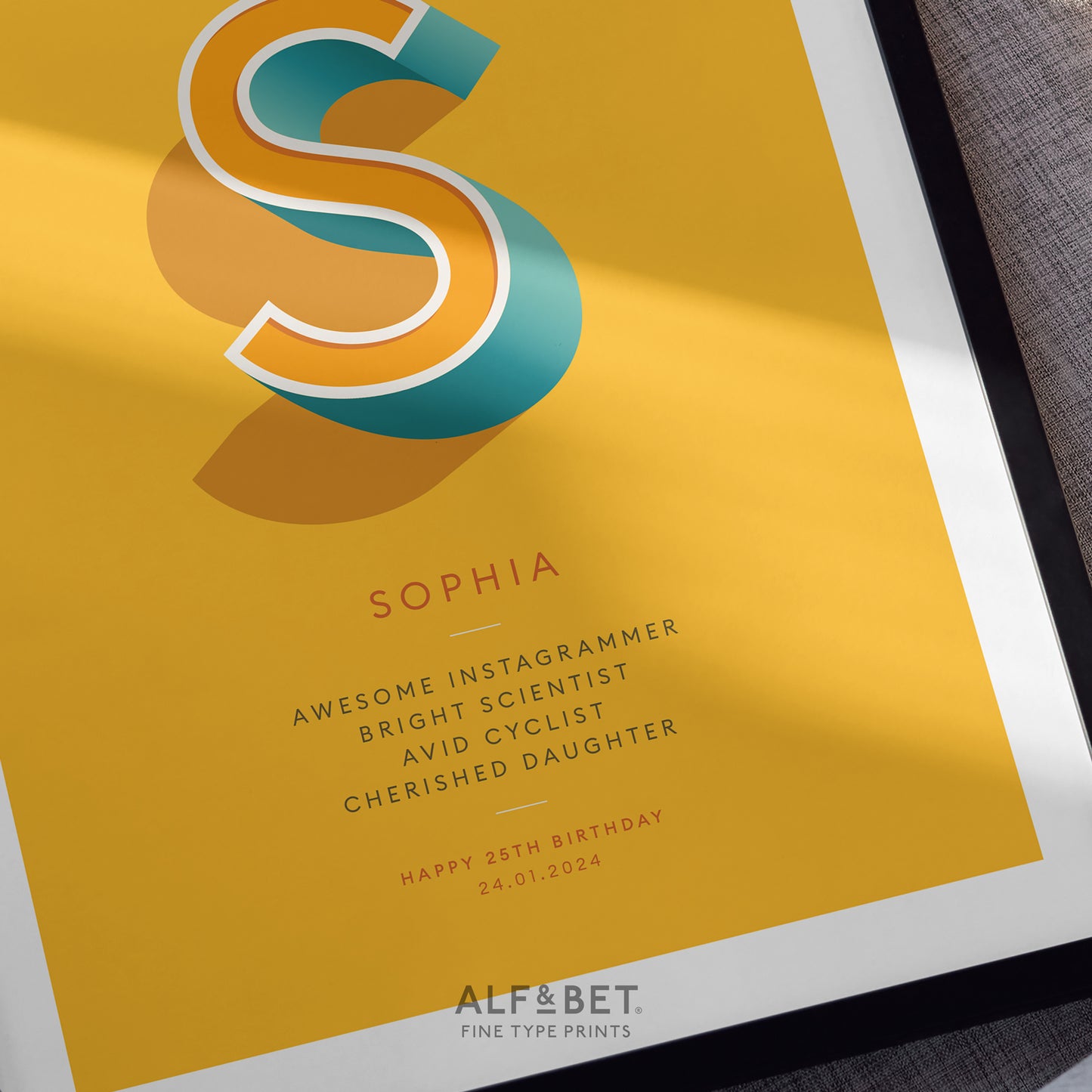 Yellow Personalised Leaving Print from Alf and Bet
