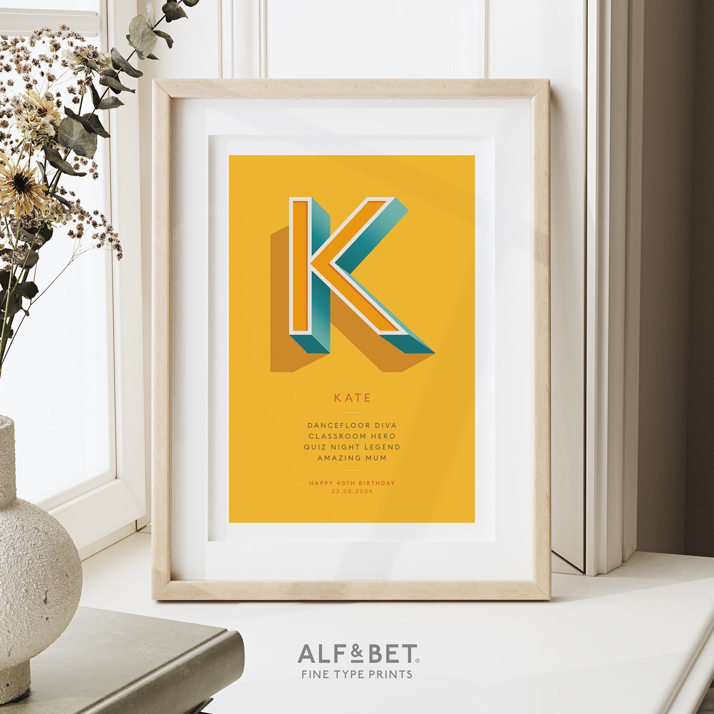 Yellow Personalised Leaving Print from Alf and Bet