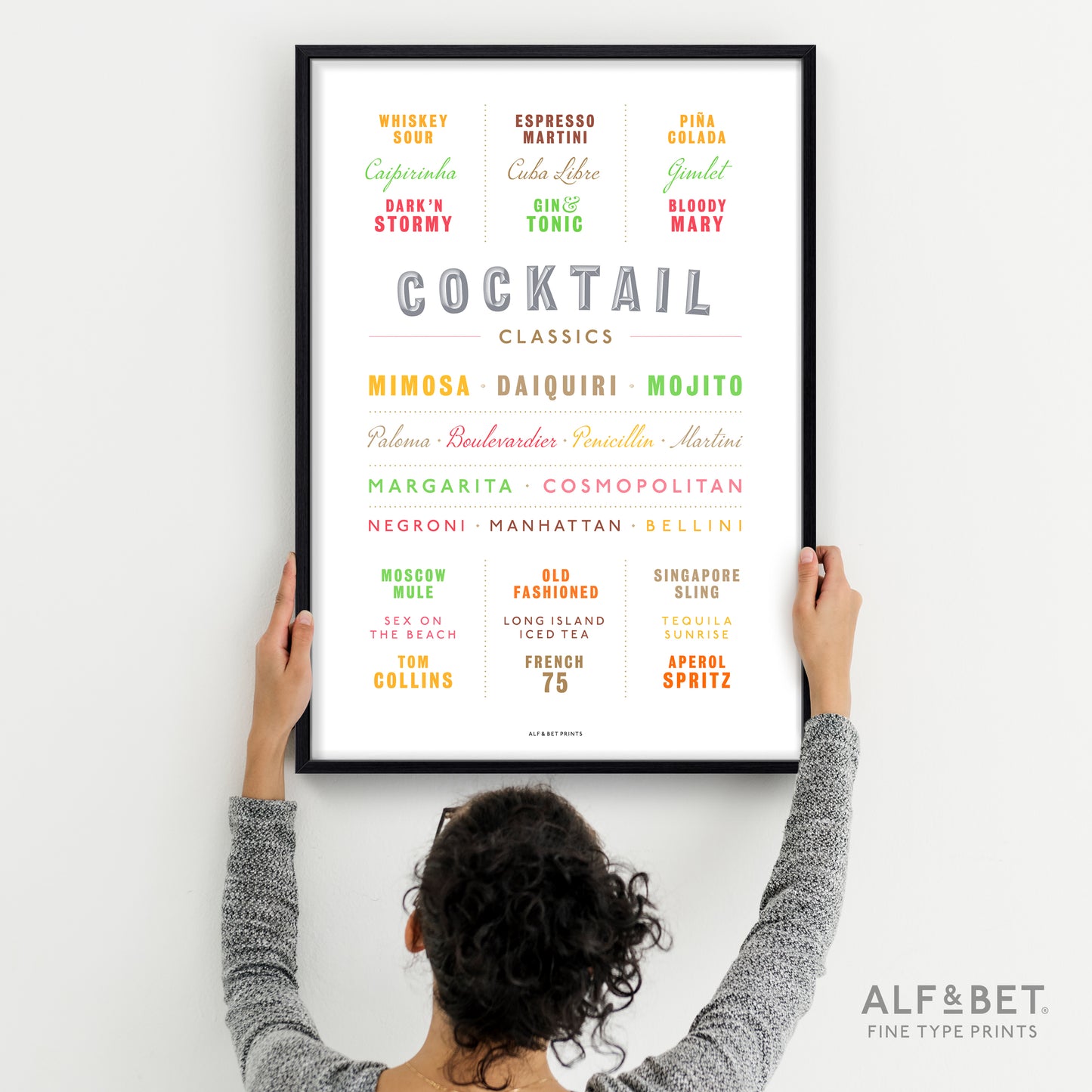 Cocktail Classics Print from Alf and Bet.