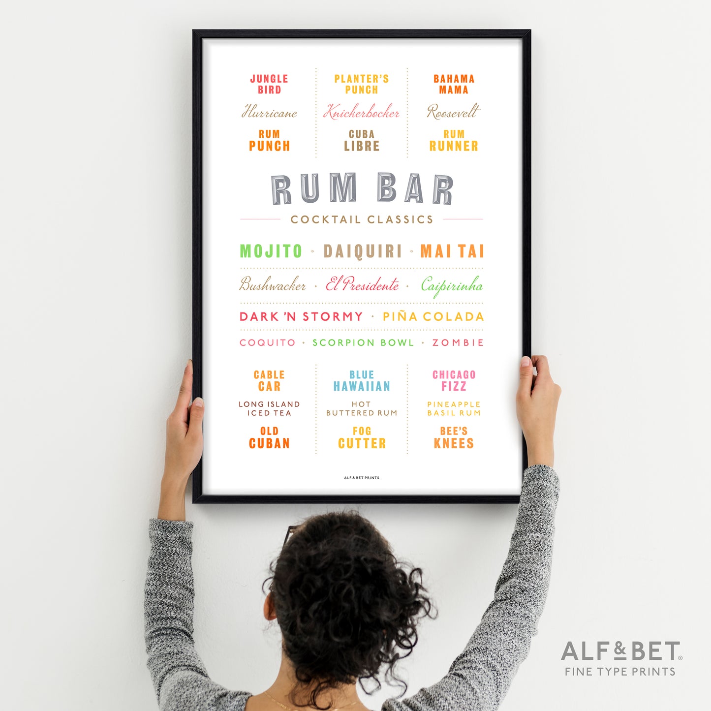 Cocktail Classics - Rum Print from Alf and Bet.