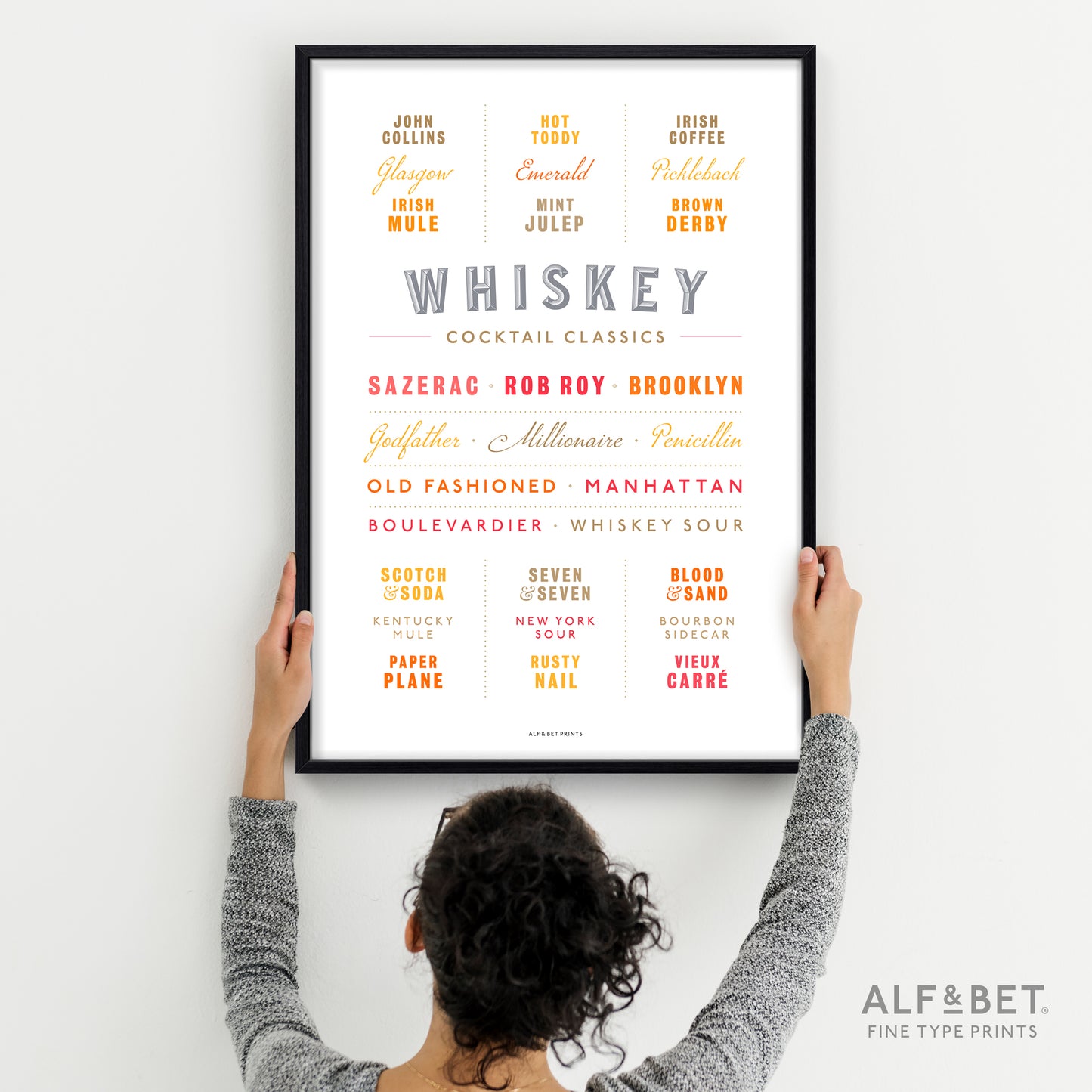Cocktail Classics - Whiskey Print from Alf and Bet.