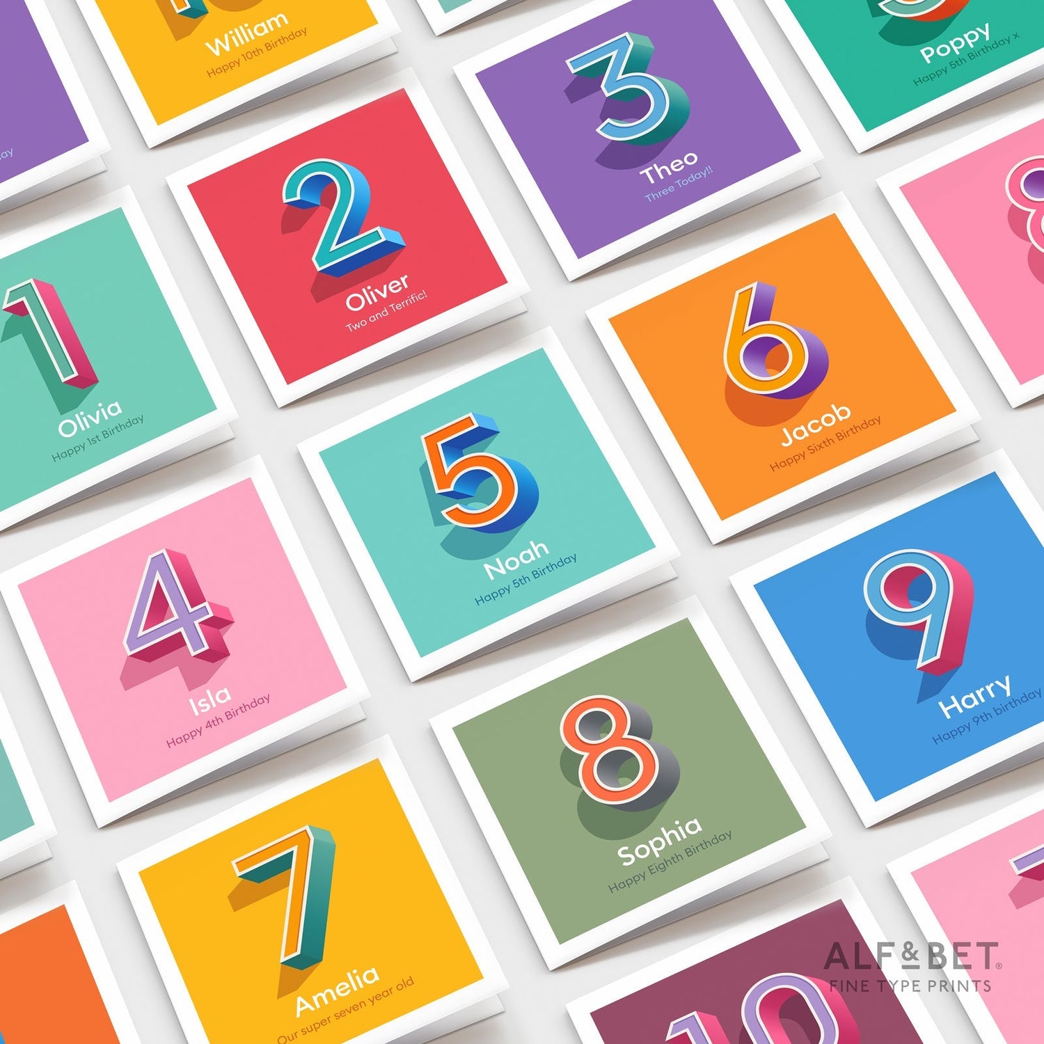 Personalised Children’s Birthday Cards from Alf & Bet