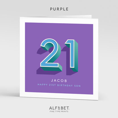 Personalised 21st Birthday Card