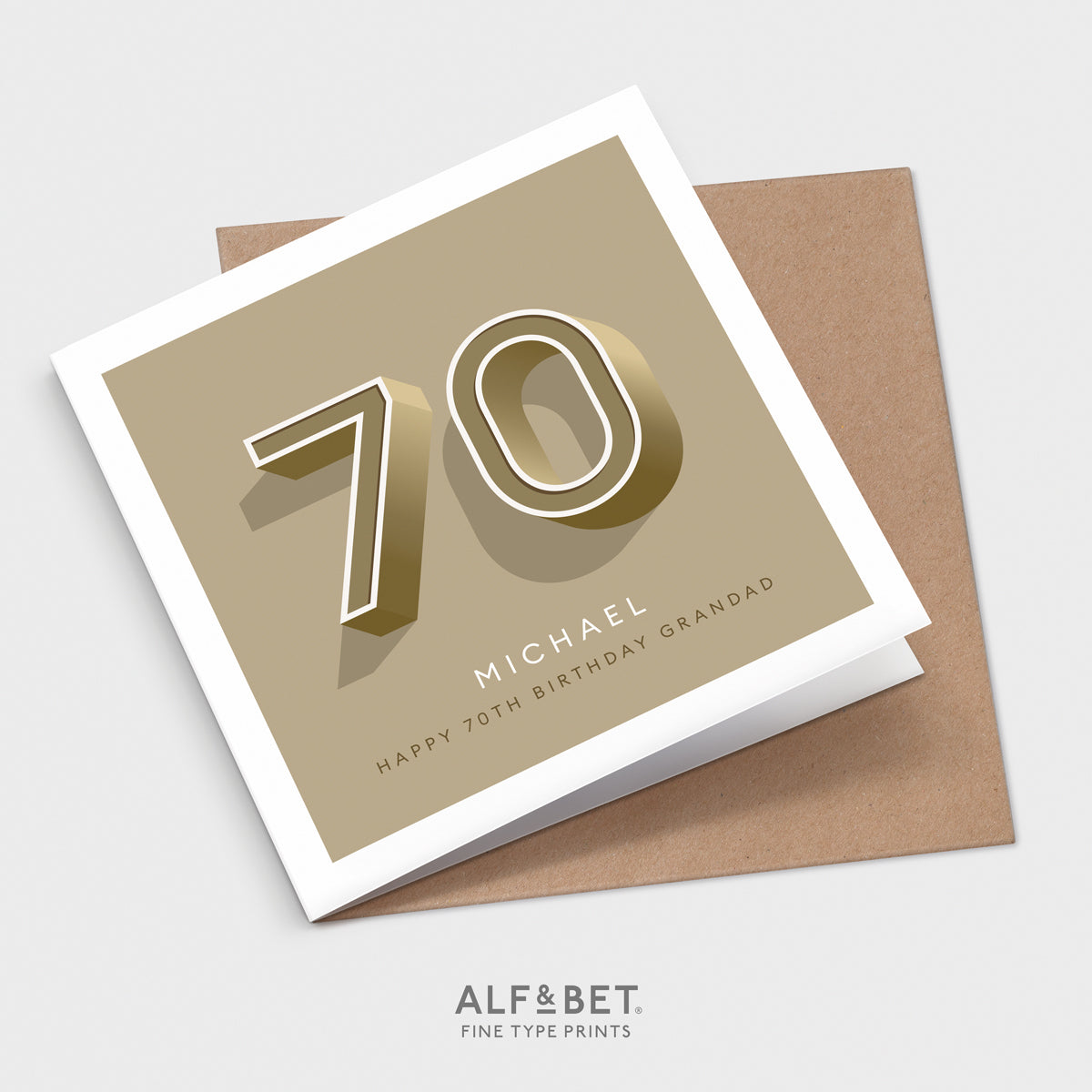 A Personalised 70th Birthday Card from Alf and Bet.