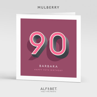 Personalised 90th Birthday Card