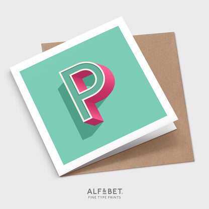 Alphabet Birthday Card - Letter P