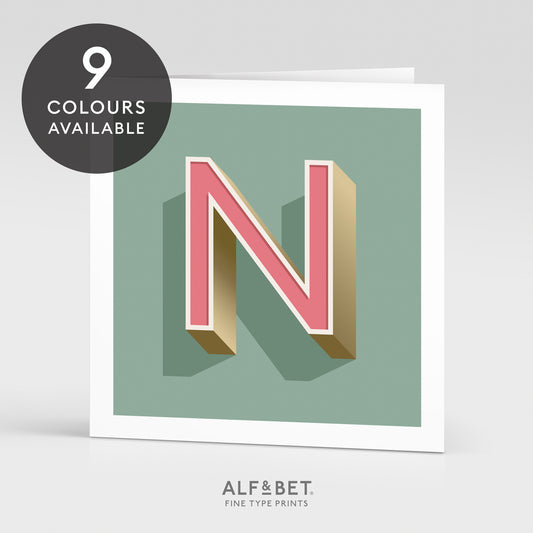 Alphabet birthday card - letter N