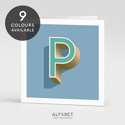 Alphabet birthday card - letter P