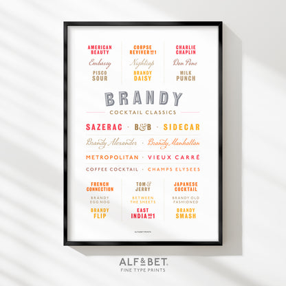 Cocktail Classics - Brandy Print from Alf and Bet.