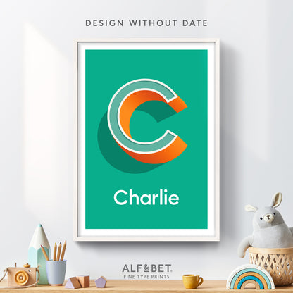 An Emerald Green Personalised Name Print from Alf and Bet Prints