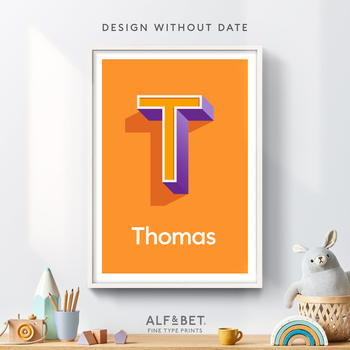 An Orange Personalised Name Print from Alf and Bet