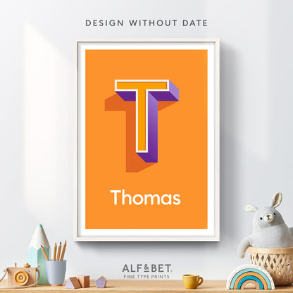 An Orange Personalised Name Print from Alf and Bet