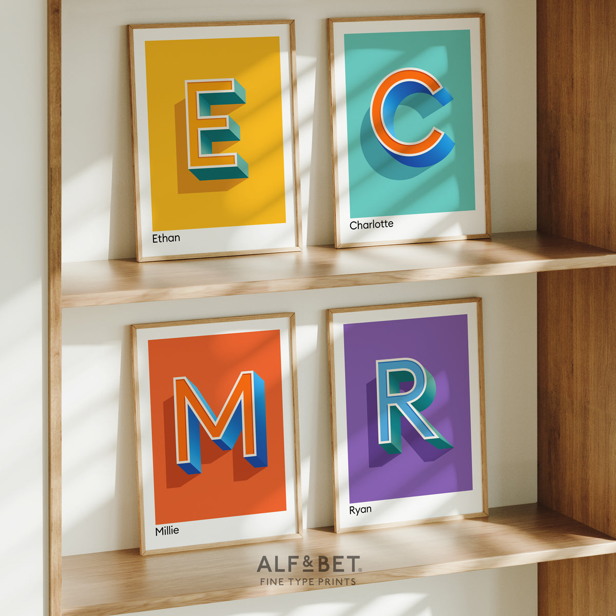 Aqua Blue Personalised Name and Letter Prints