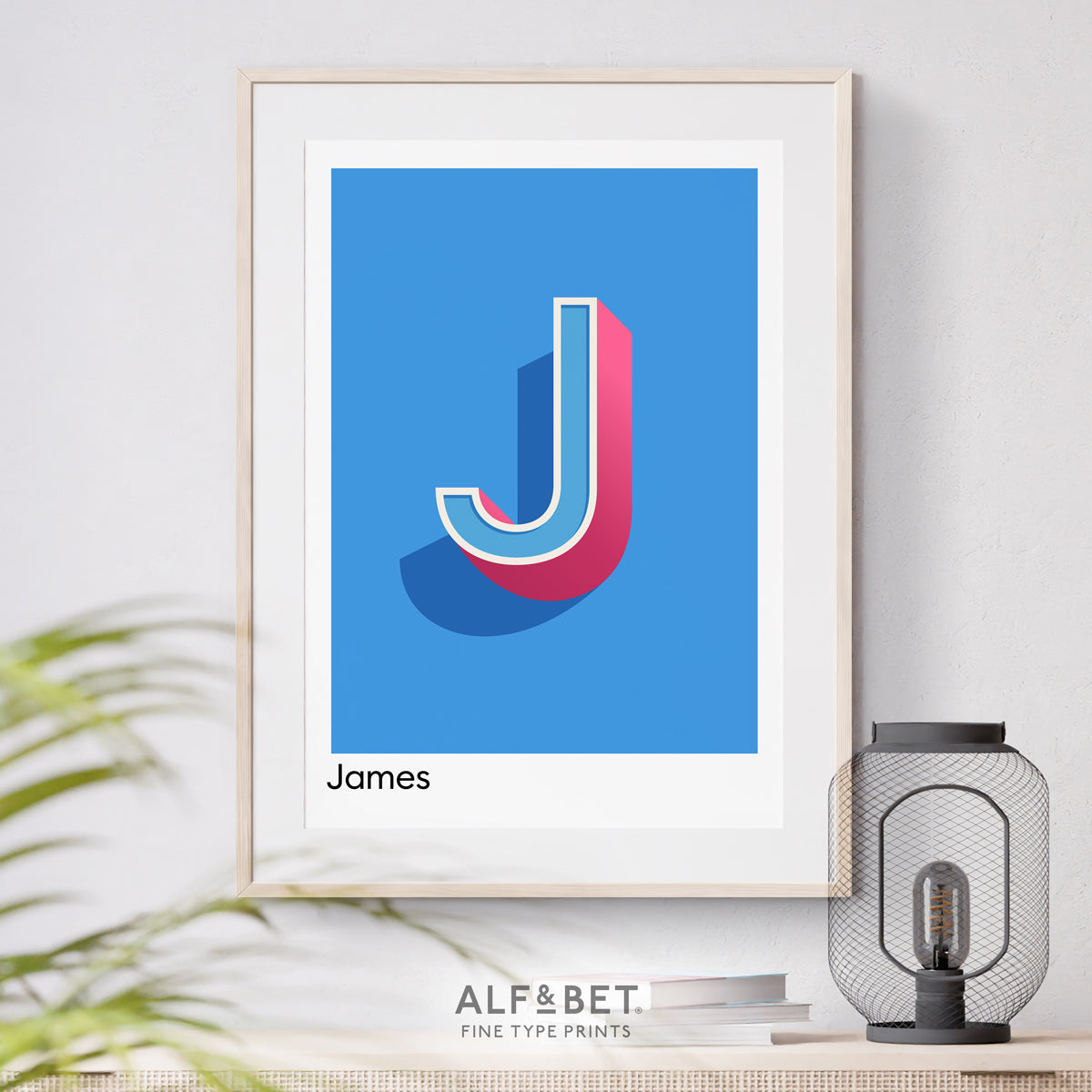 Azure Blue Personalised Name and Letter Print with J