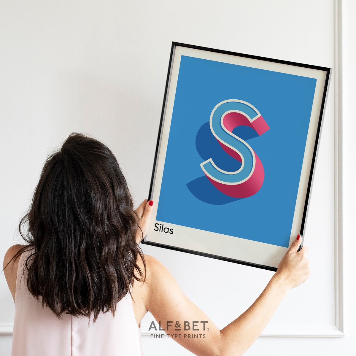 Azure Blue Personalised Name and Letter Print of S