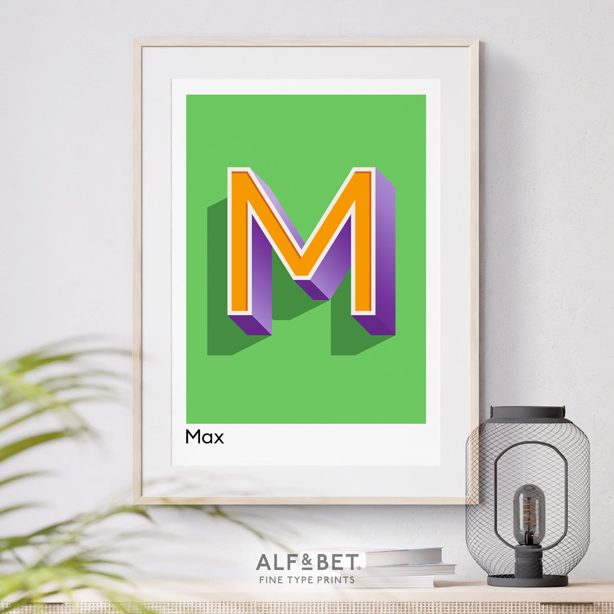 Green Personalised Name and Letter Print of M