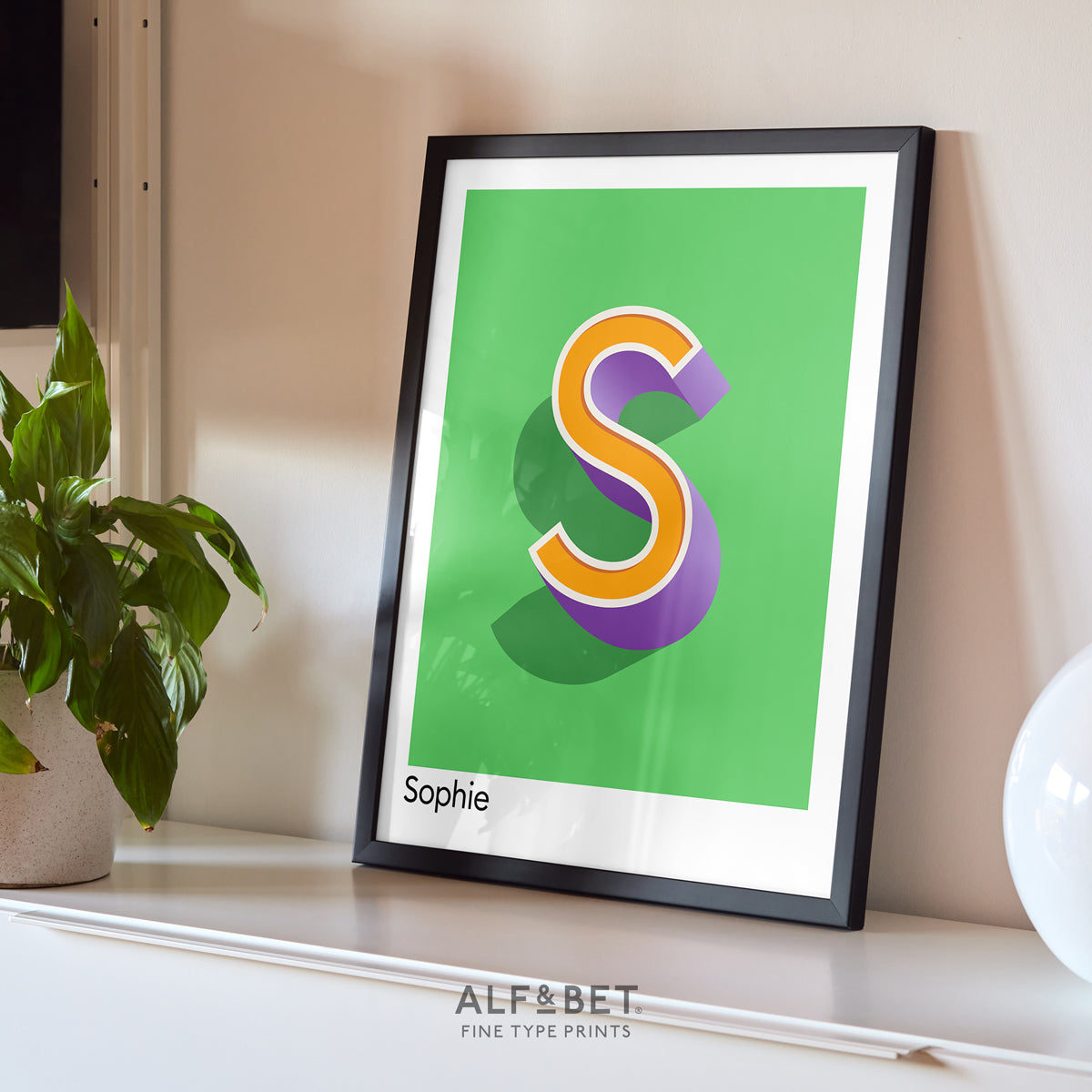 Green Personalised Name and Letter Print from Alf and Bet