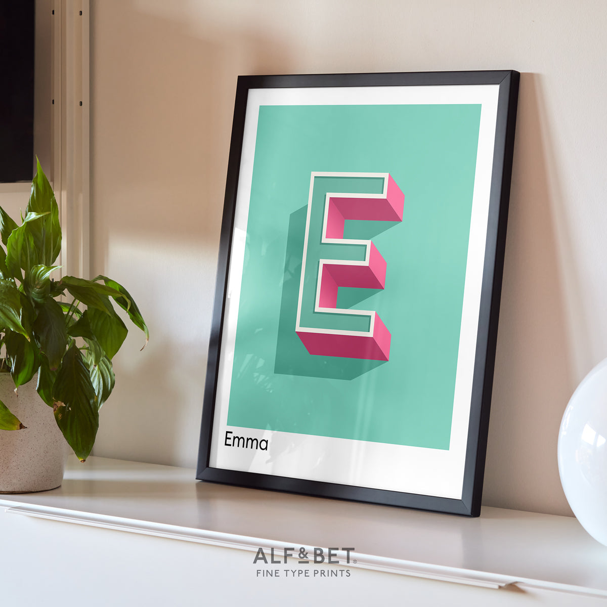 Mint Green Personalised Name and Letter Print from Alf and Bet