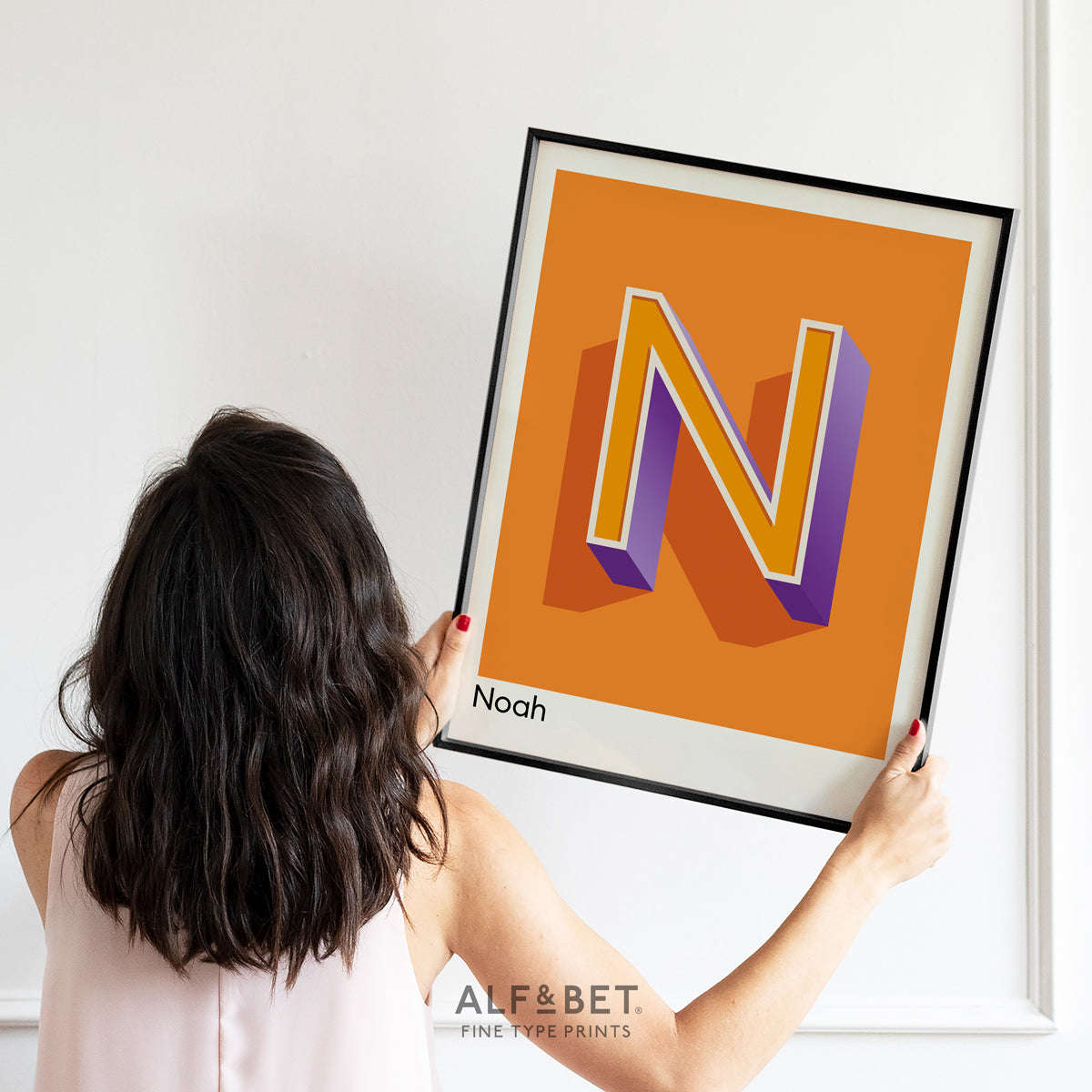 Personalised Name and Letter Print in orange