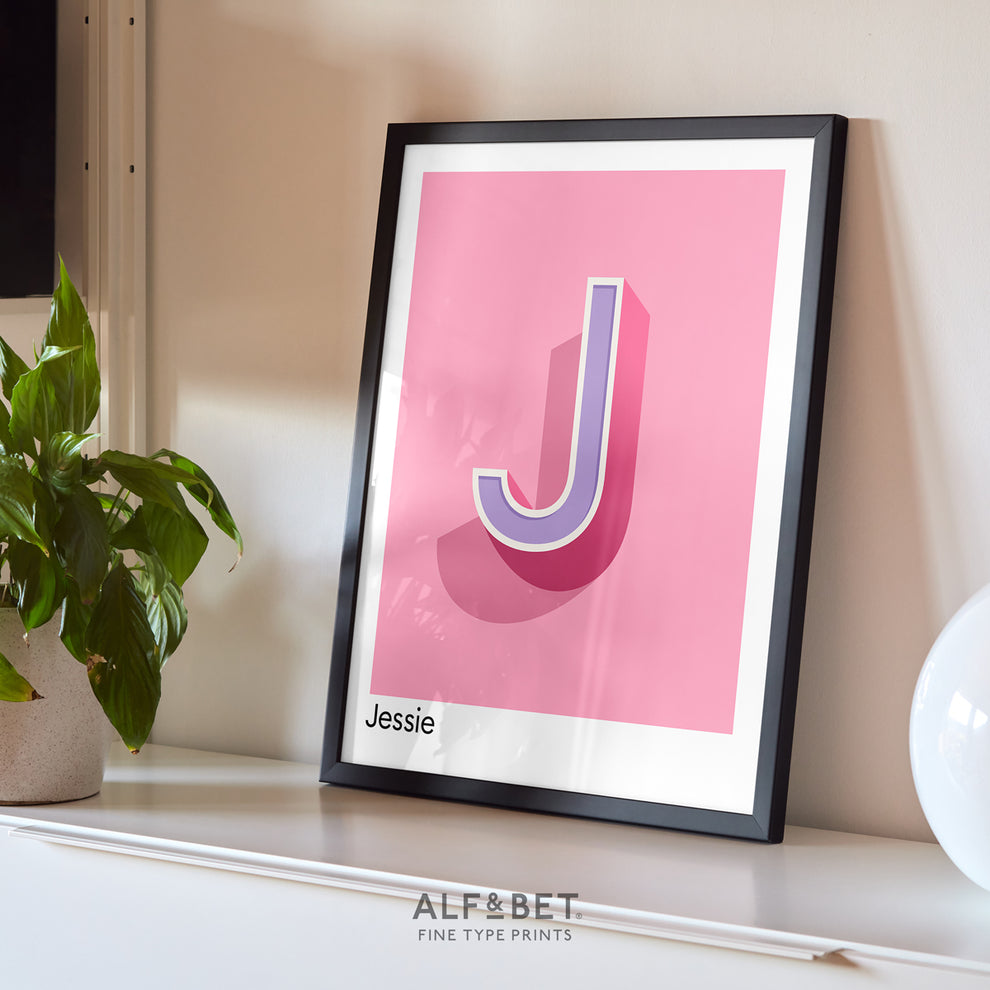 Pink Personalised Name and Letter Print | Alf & Bet – Alf & Bet Prints