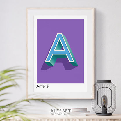 Purple Personalised Name and Letter Print