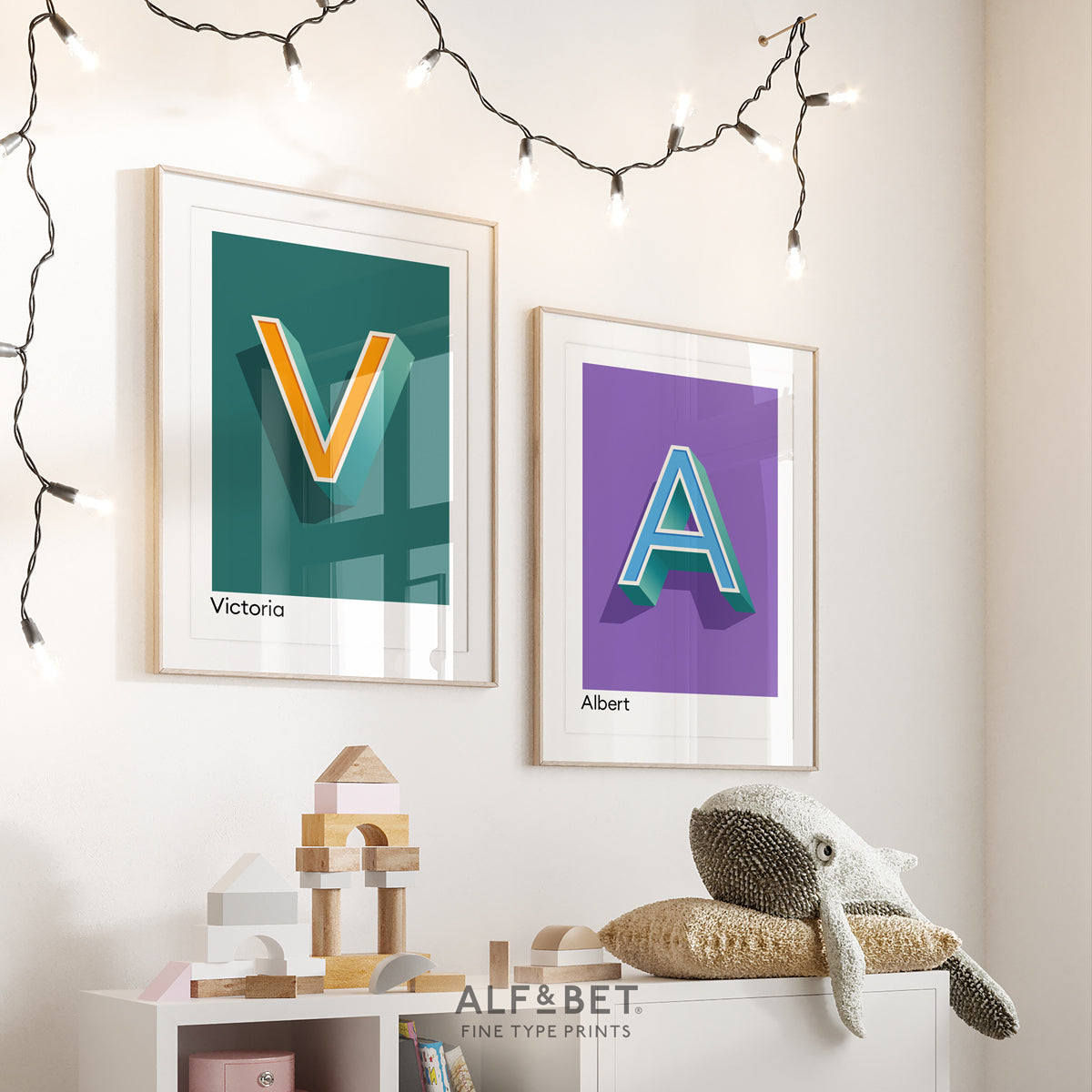 Teal Personalised Name and Letter Print