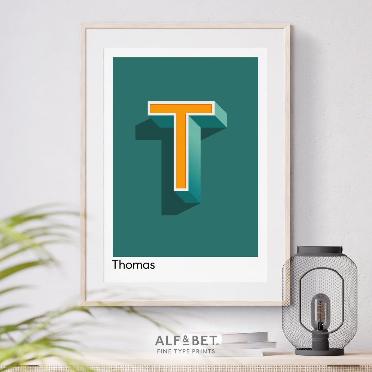 Teal Personalised Name and Letter Print