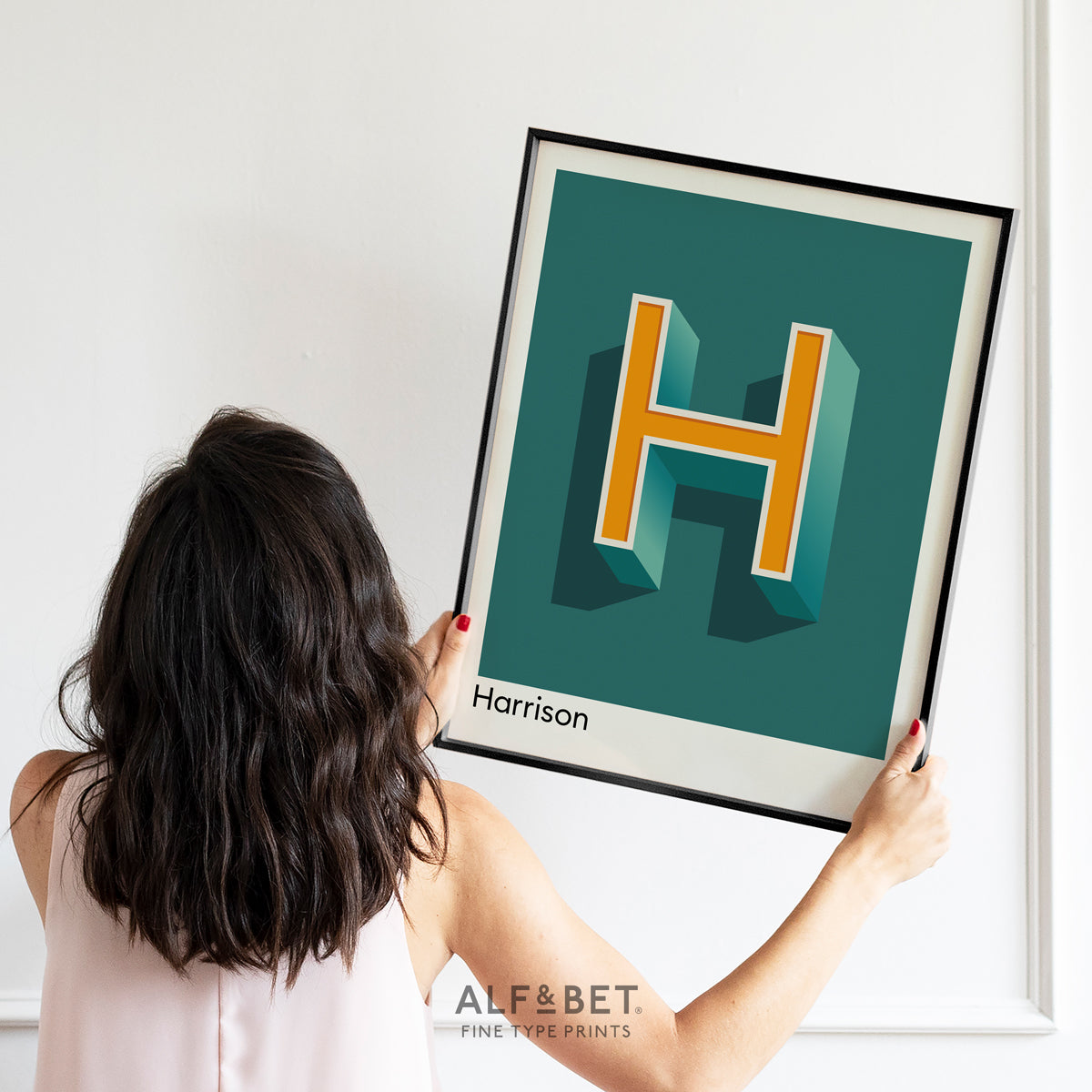 Teal Personalised Name and Letter Print