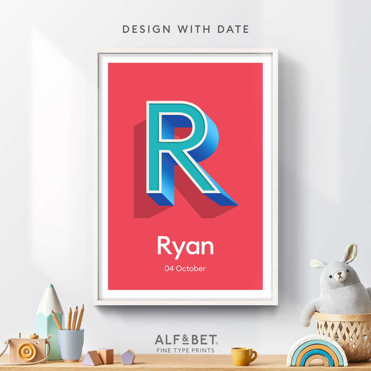 Red Personalised Name Print with Date