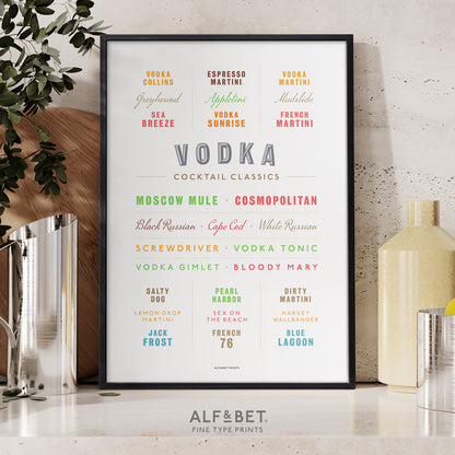 Cocktail Classics - Vodka Print from Alf and Bet.