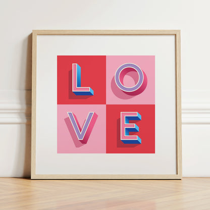 A LOVE Print in Pink and Red check from Alf and Bet