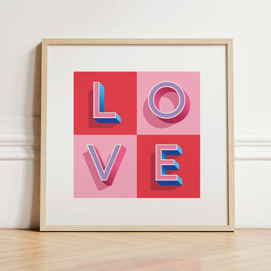 A LOVE Print in Pink and Red check from Alf and Bet