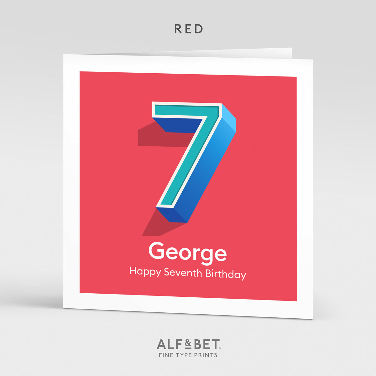 A colourful Personalised 7th Birthday Card from Alf and Bet.