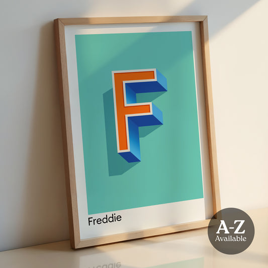 Aqua Blue Personalised Name and Letter Print