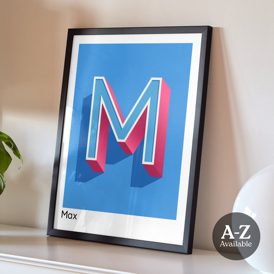 Azure Blue Personalised Name and Letter Print
