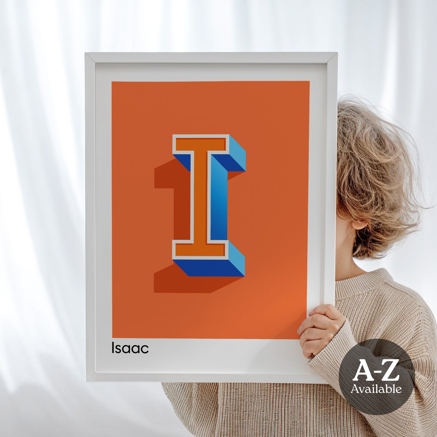 Brick Orange Personalised Name and Letter Print