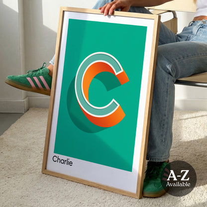 Emerald Green Personalised Name and Letter Print