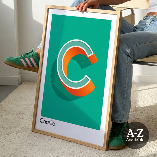 Emerald Green Personalised Name and Letter Print