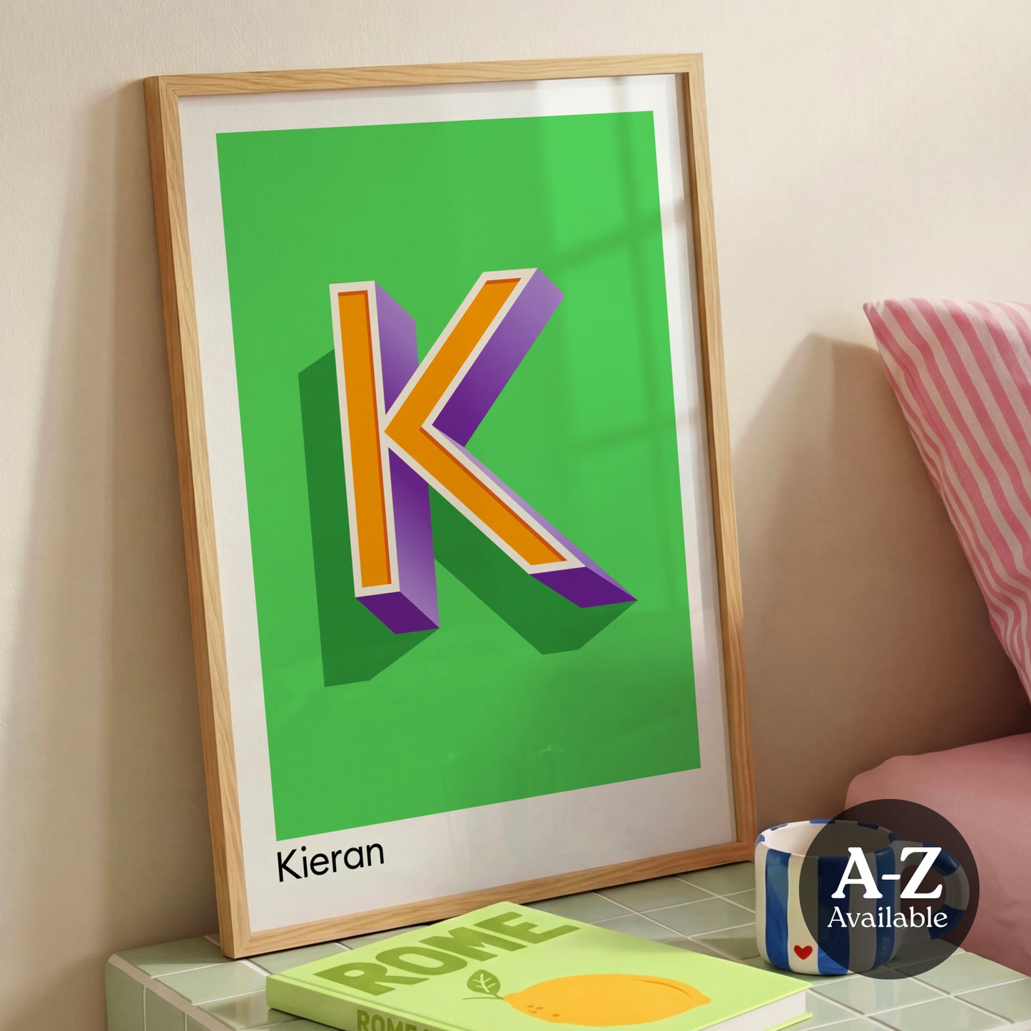 Green Personalised Name and Letter Print