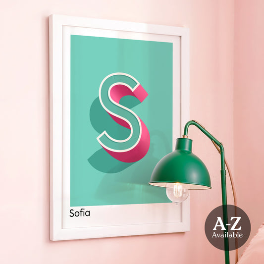 Mint Green Personalised Name and Letter Print