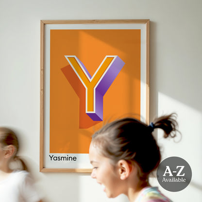 Orange Personalised Name and Letter Print